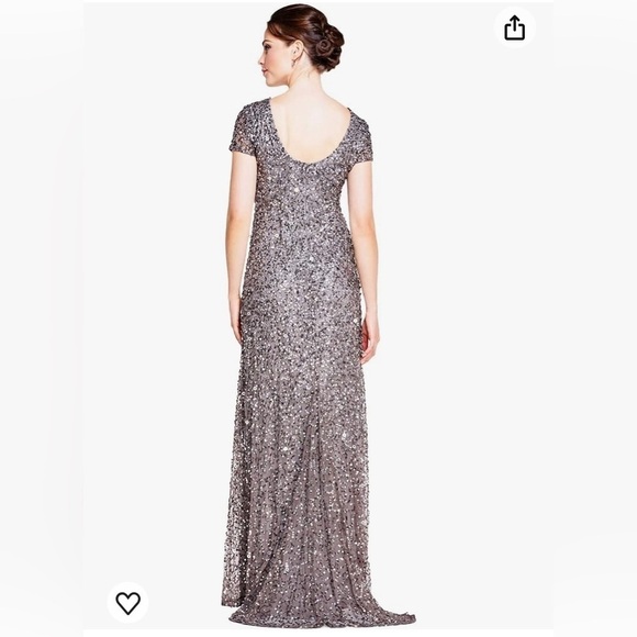 Adriana Papell silver all over sequin dress scoop back size 4 NWT - Picture 1 of 10